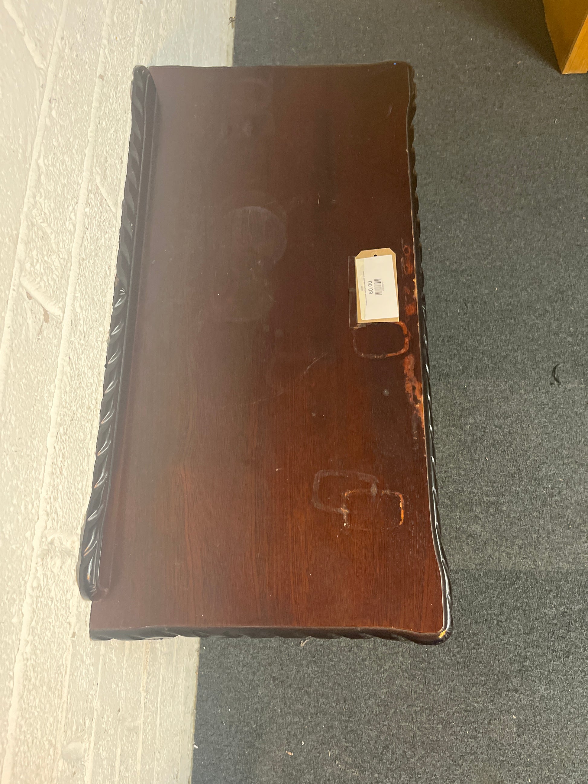 Ornate console mahogany table with upstand