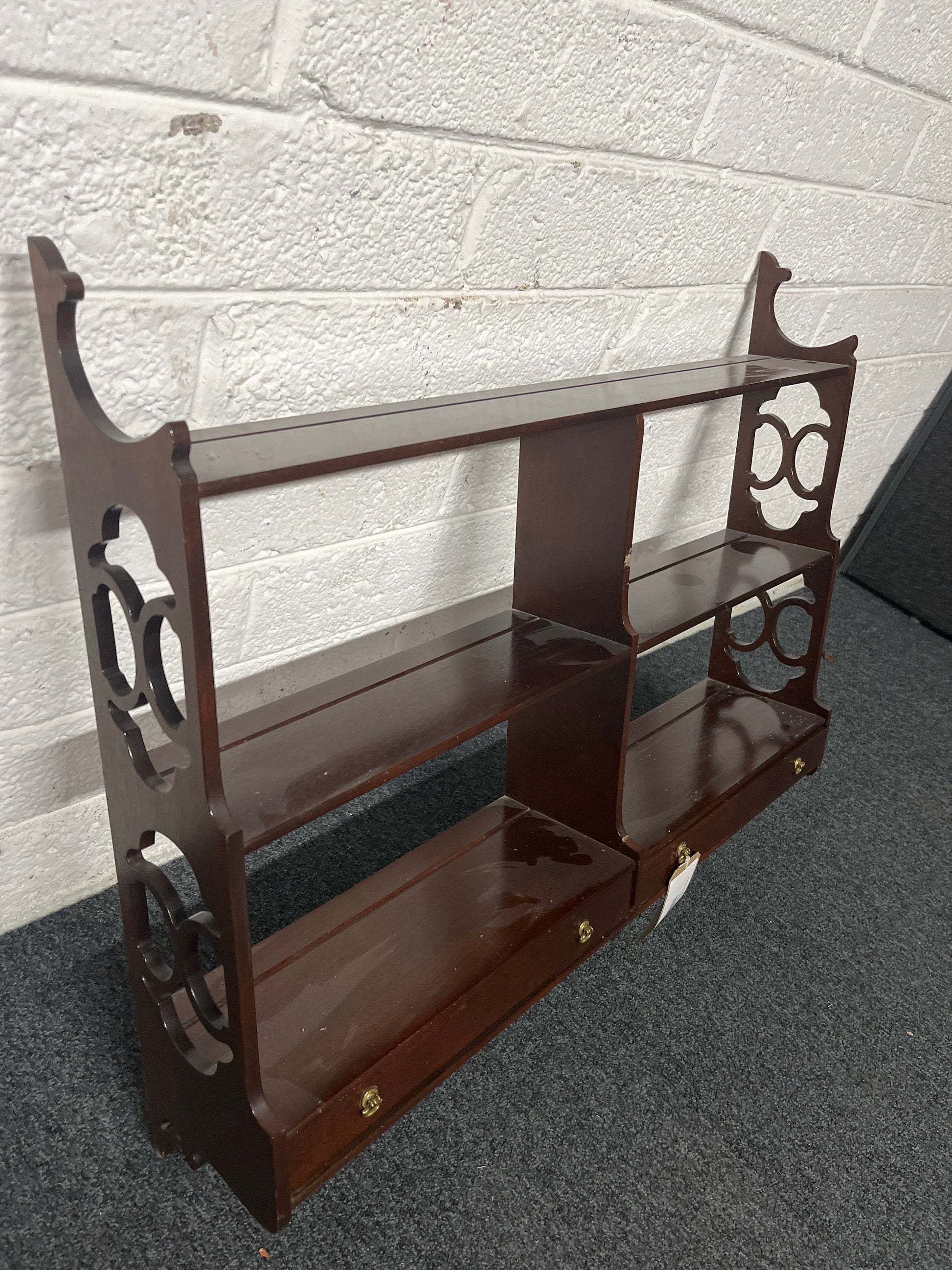 Small Wall mounted mahogany shelf unit  2225