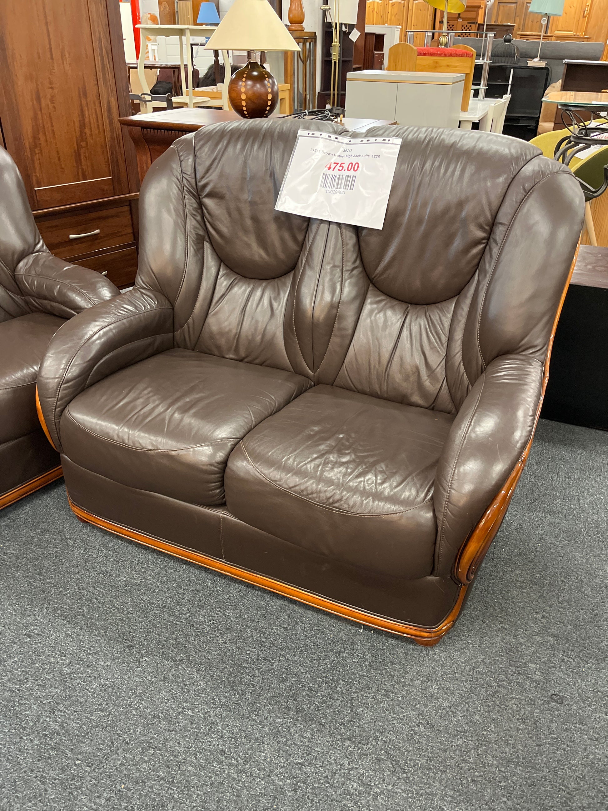 3+2+1 Brown leather high back suite  1225