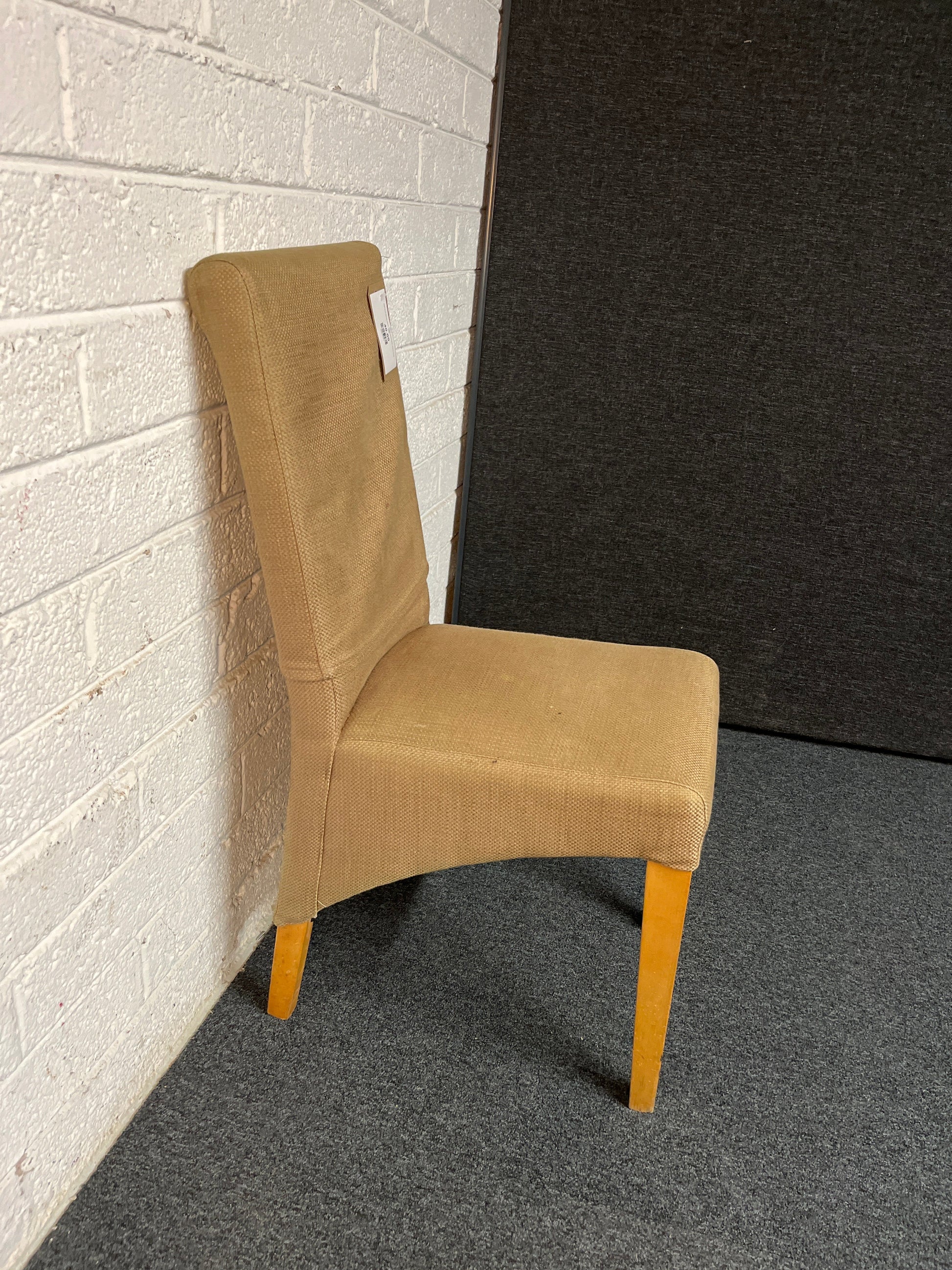 High back Brown fabric, solid wood frame dining chair 1225