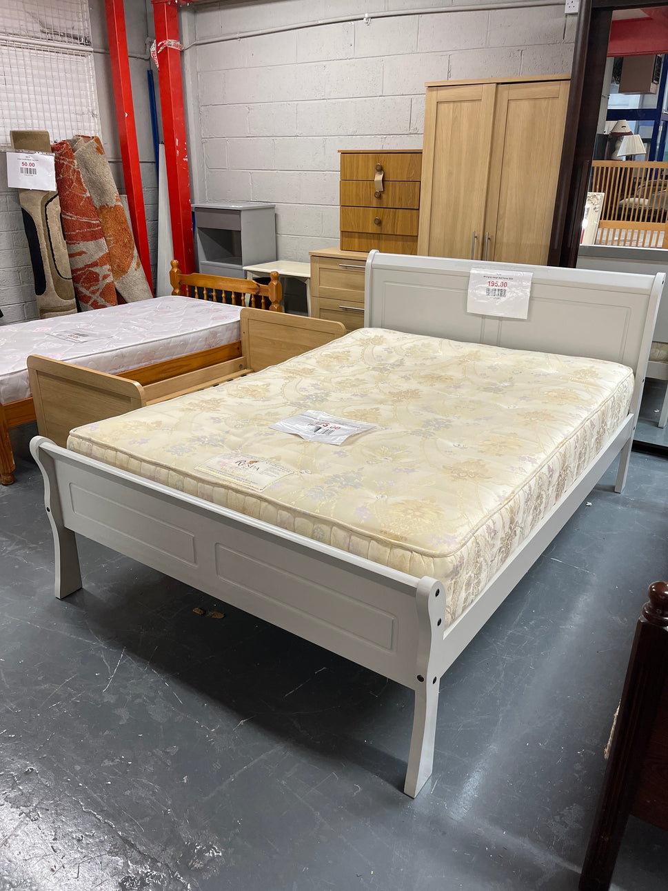 4ft 6 grey sleigh bed frame 2225