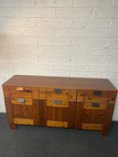 Switch Long solid pine 3 door 3 drawer sideboard with black handles (H 74 x W 140 x D 40 cm) 1325 2 image