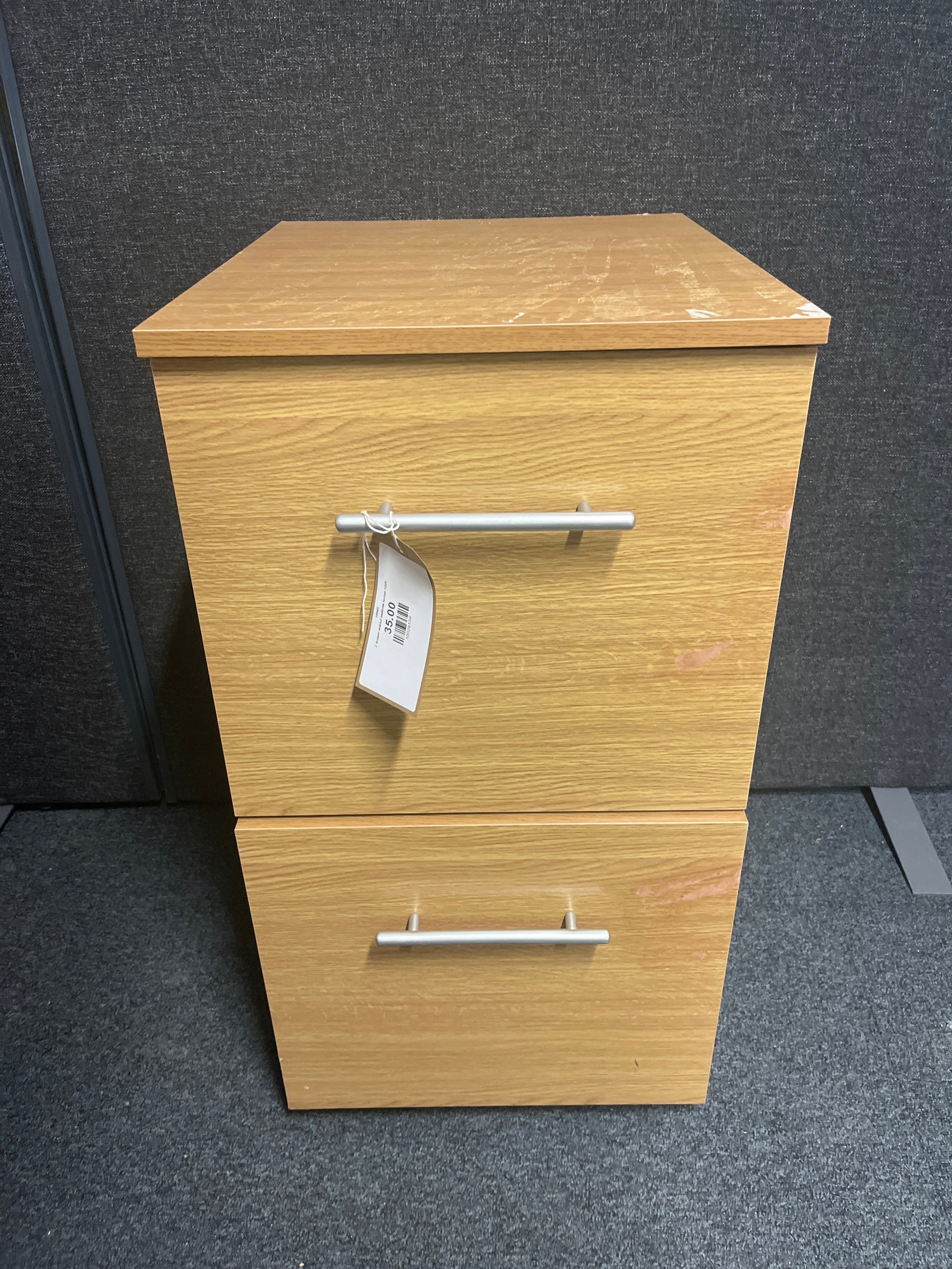 Dutch oak laminate 2 door filing cabinet