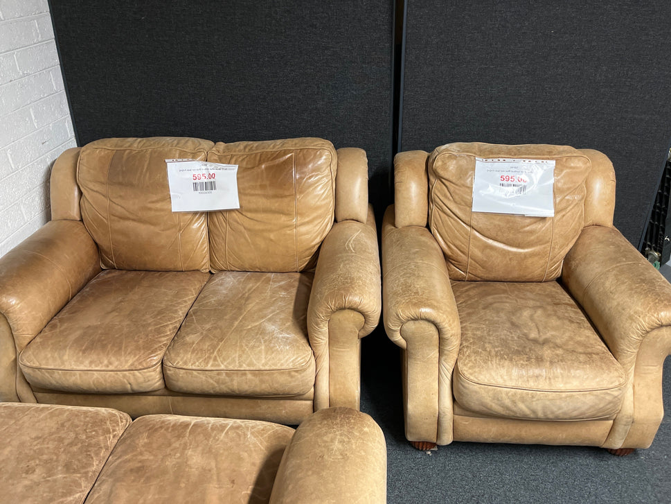 2+1 real tan soft leather sofa suite 1225
