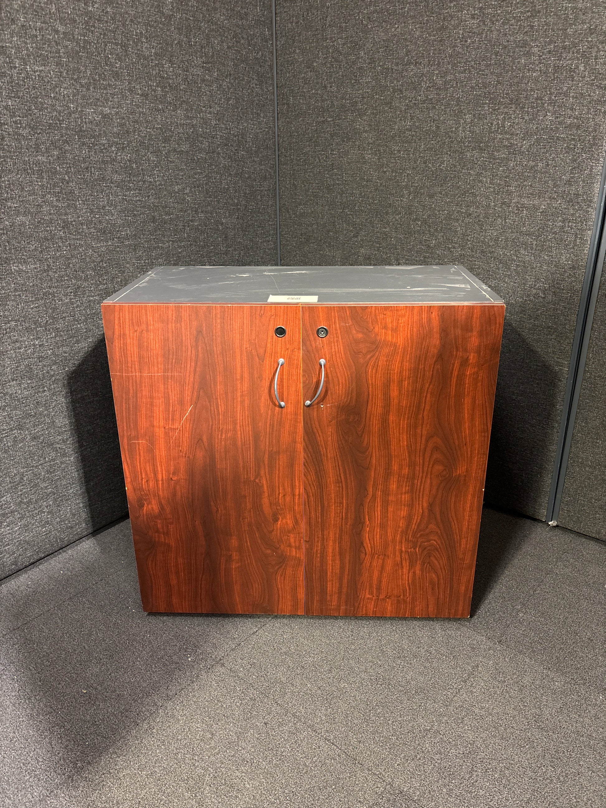 2 door mahogany low storage unit