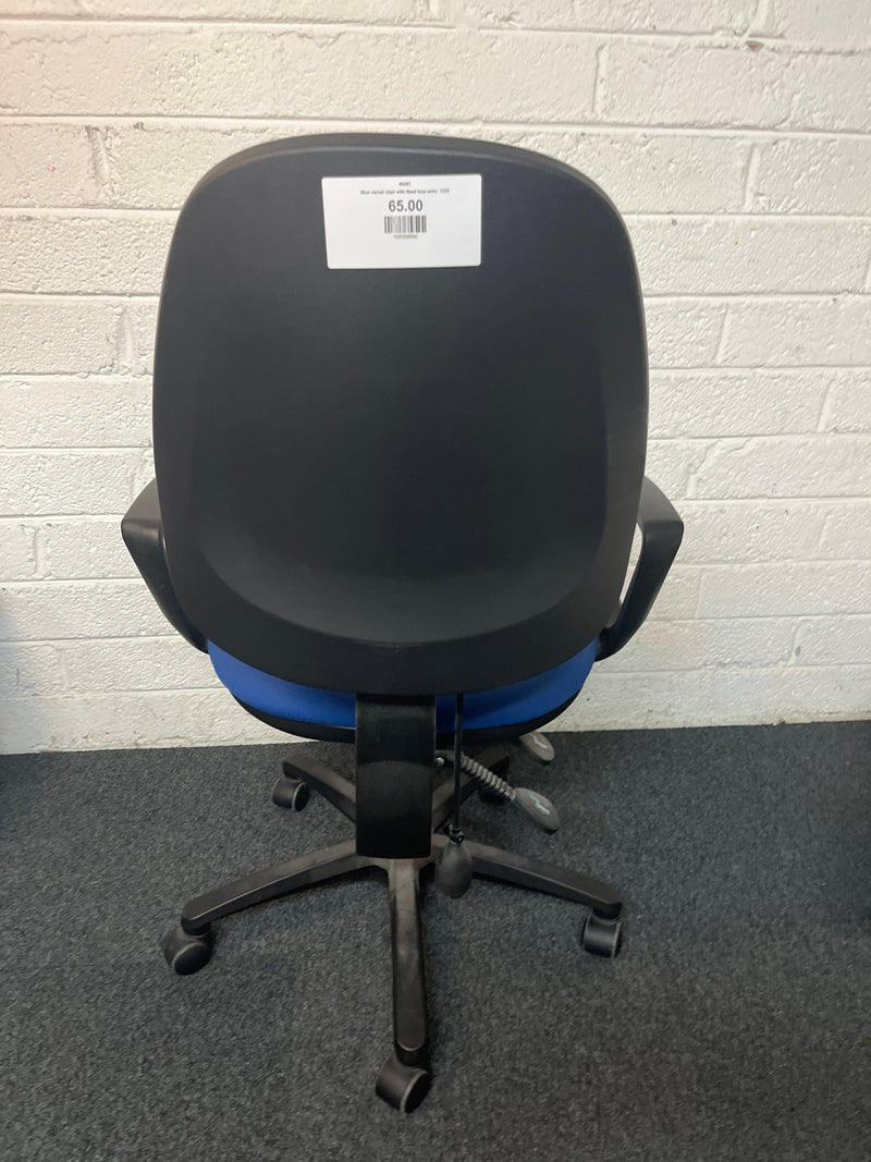 Blue swivel chair with fixed loop arms  1325
