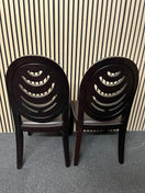 Black wood framed dining chair with black leather seat 2325