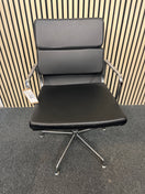Switch Eames style black leatherette chrome framed draughtsmen executive chair  2325 2 image