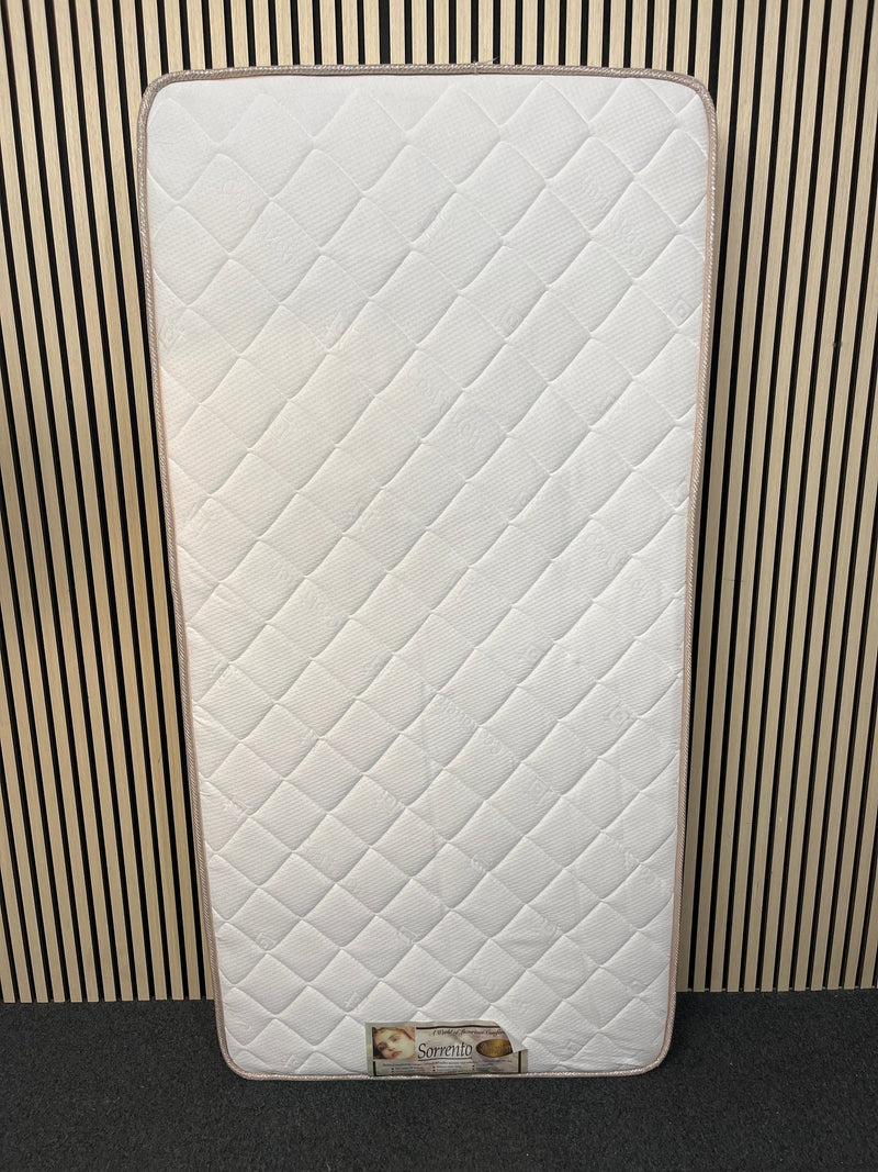 3ft secondhand clean sorrento ortho sprung mattress in white fabric