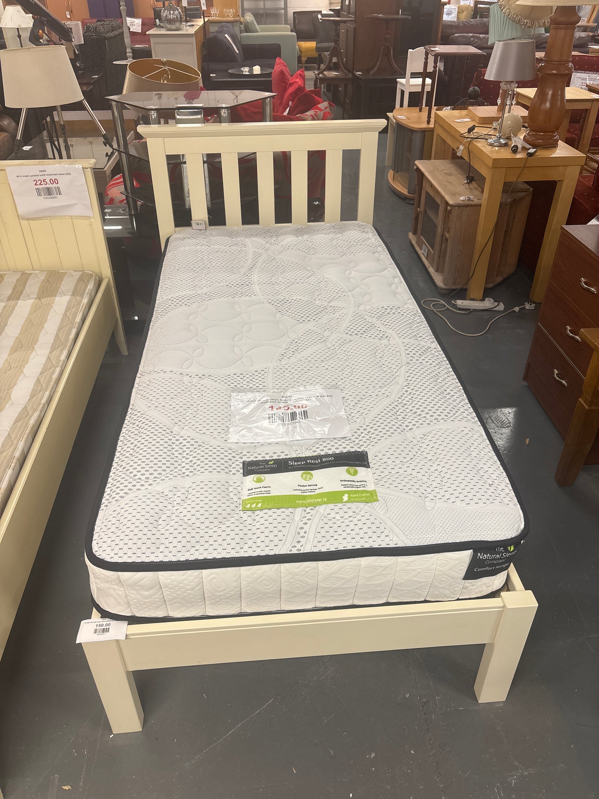 3ft high end solid wood cream painted bed frame  3225