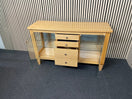 Light beech veneer 2 glass door 4 drawer sideboard( L x 135 W x 45 H x 82 cm)  3325