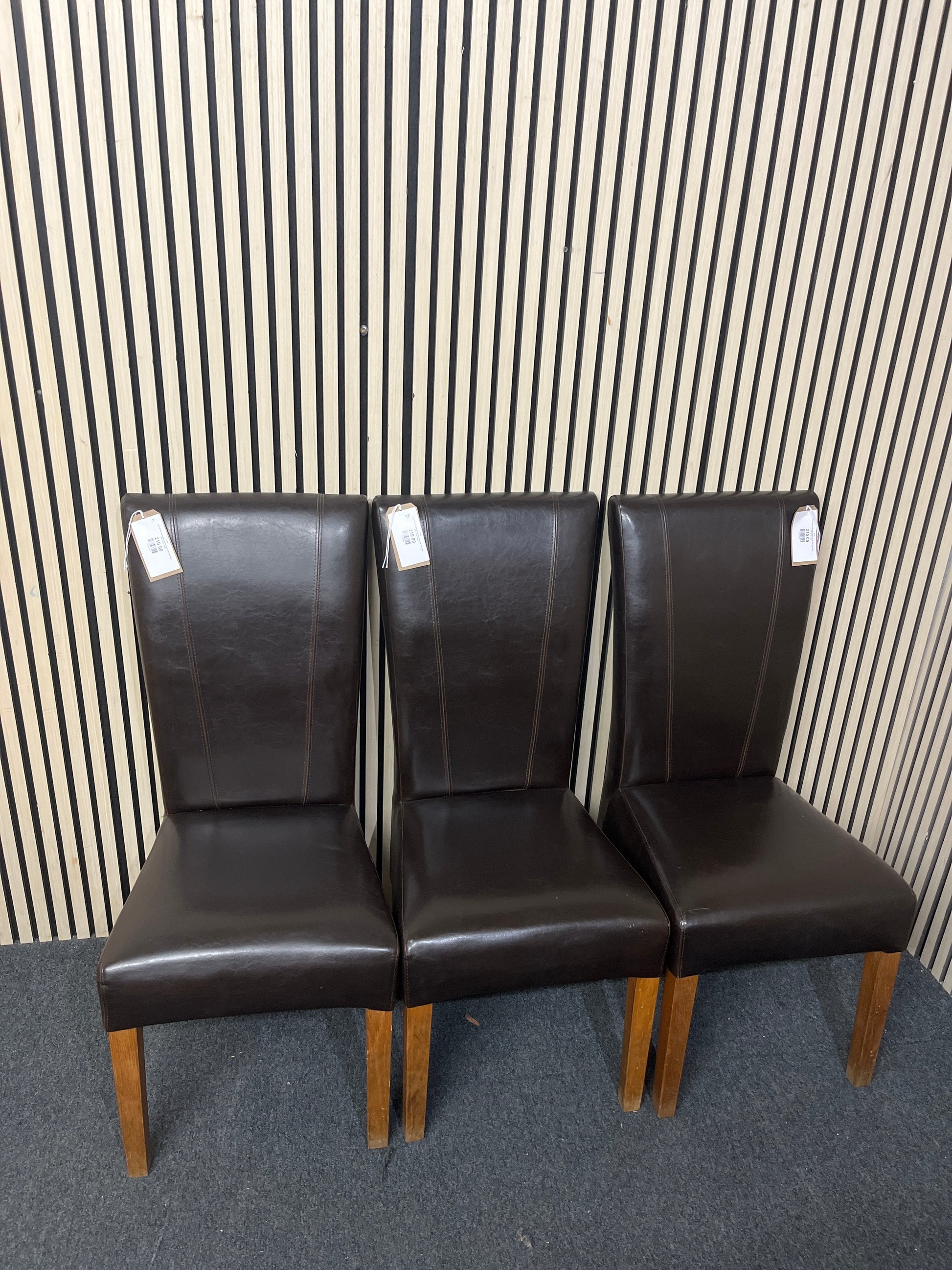 Dark Brown Leatherette dining chairs with oak frame (SET OF 6)  44145