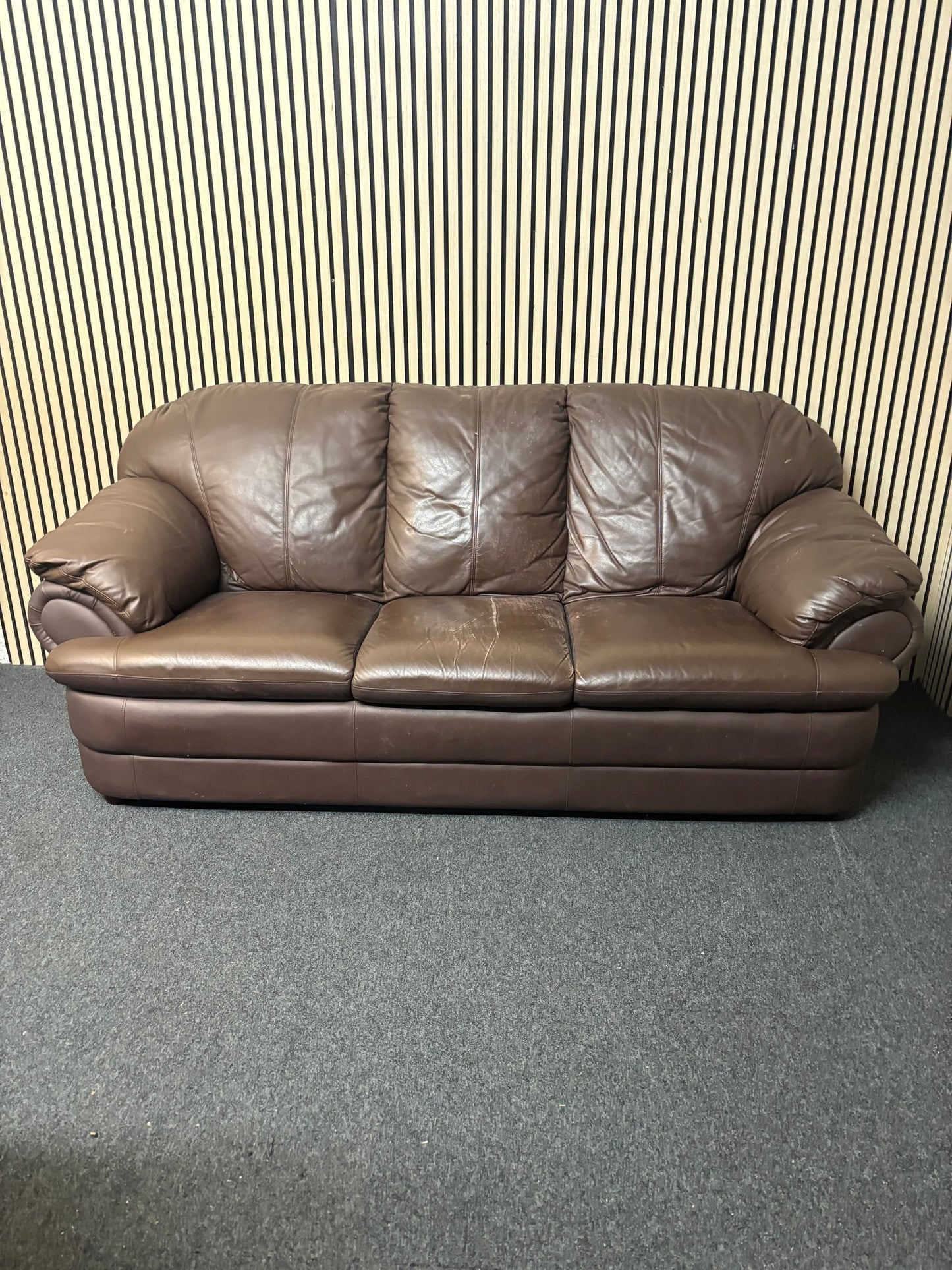 3 seater brown leatherette sofa  (Width 200 cm) 2425