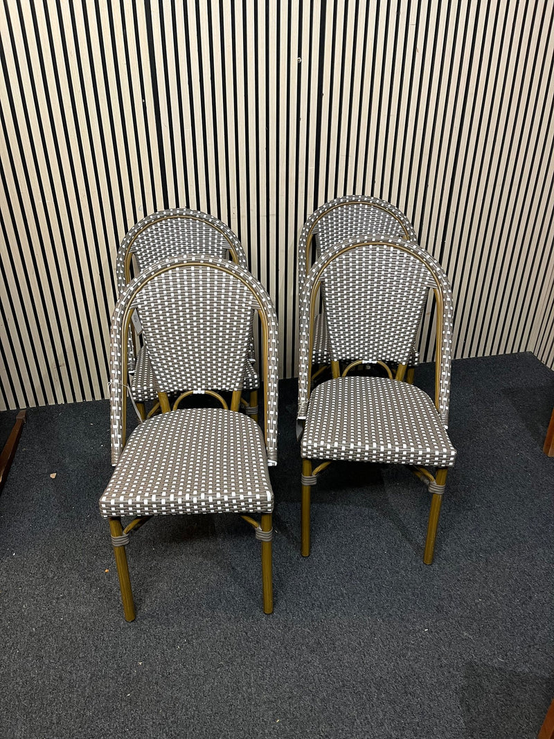 Rattan style outdoor brown and cream stacking chair 1126 - image 1