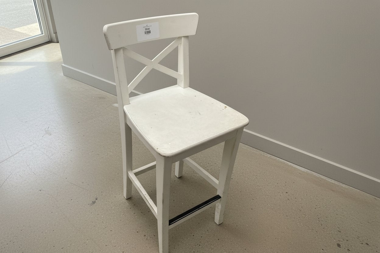 Tall white wooden stool  1126