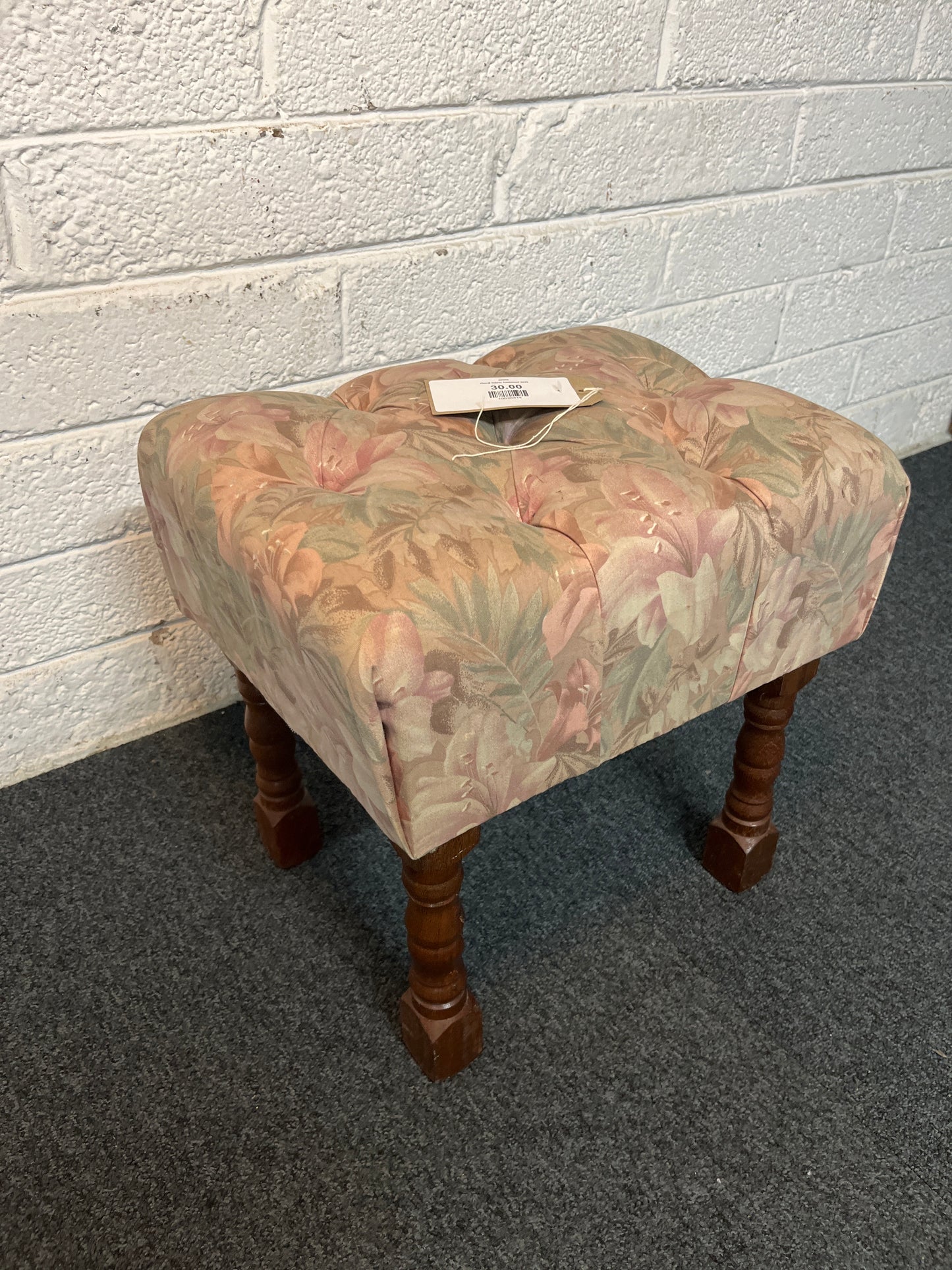 Floral fabric footstool 3225