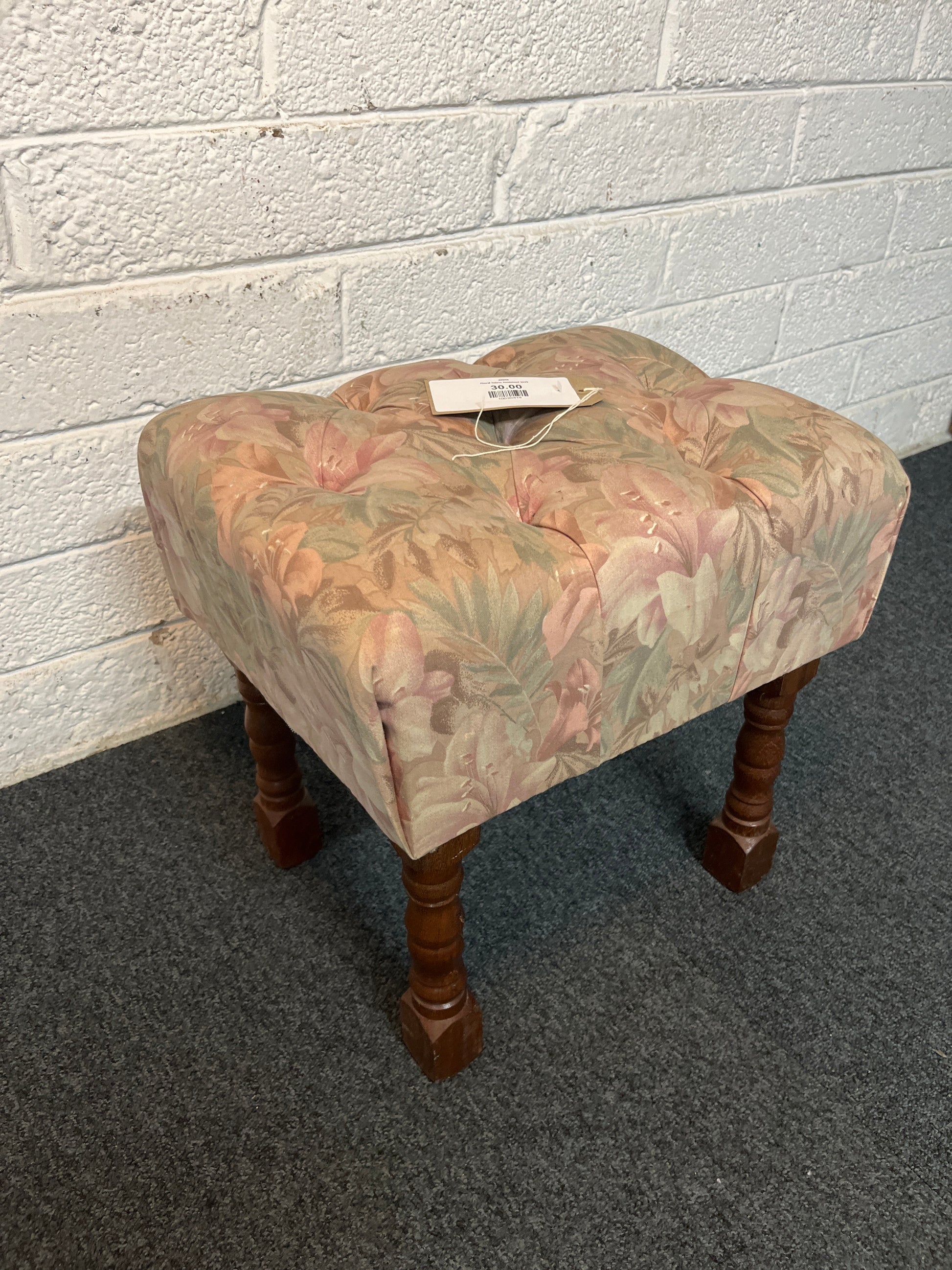 Floral fabric footstool 3225