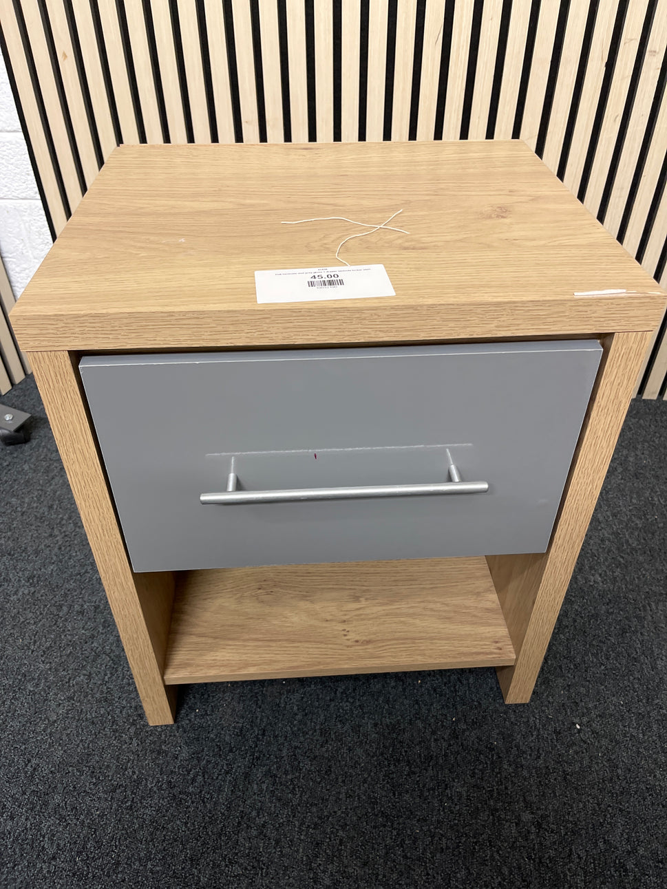Oak laminate and grey gloss 1 drawer bedside locker 2425
