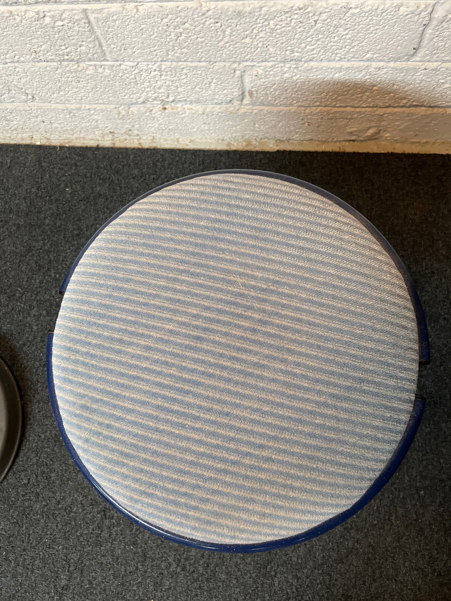 blue metal stool with circular fabric seat (H 43 cm Diameter 40 cm) 2225