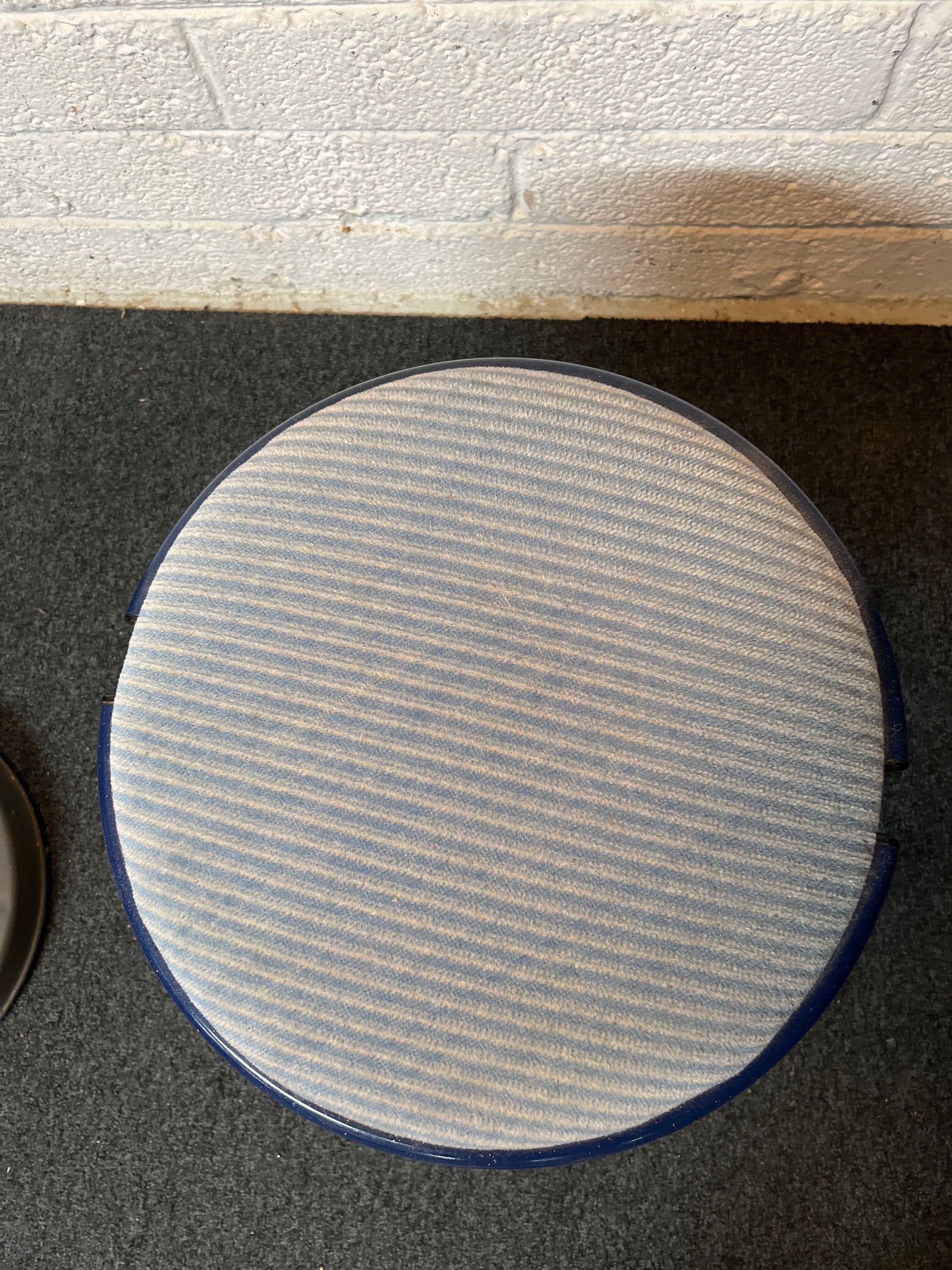 blue metal stool with circular fabric seat (H 43 cm Diameter 40 cm) 2225