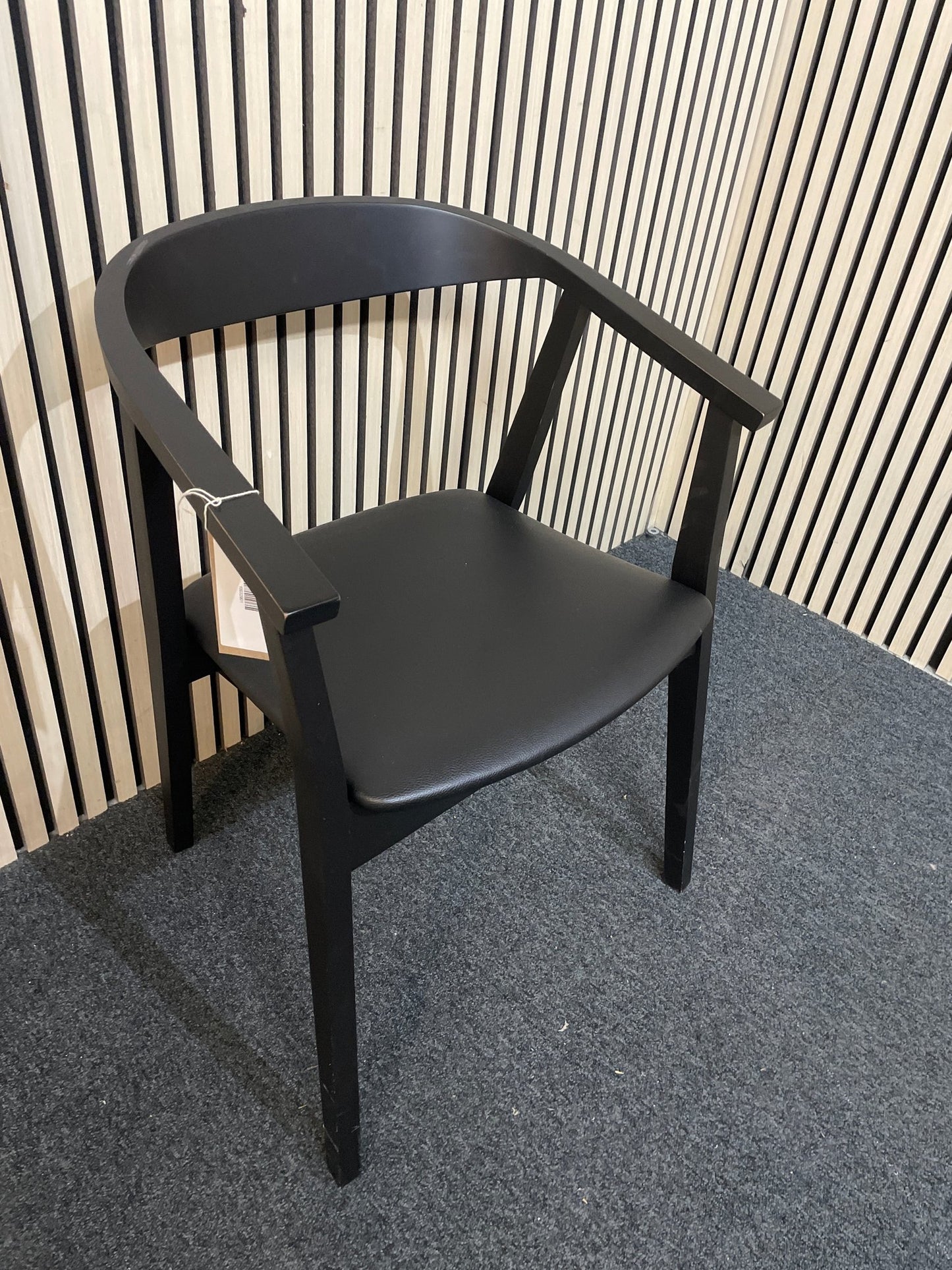 Black wood carver dining chair with leatherette seat 1126