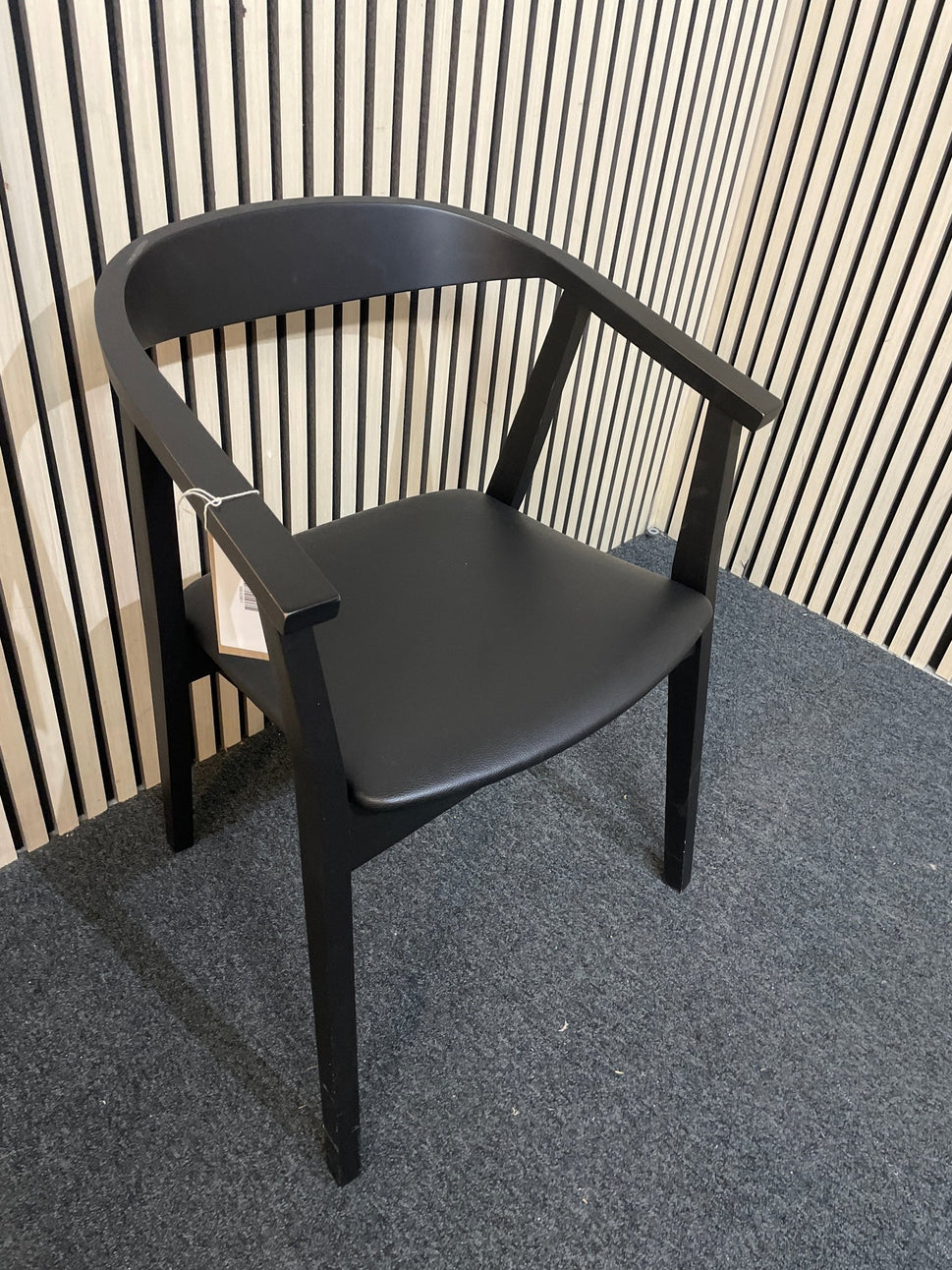 Black wood carver dining chair with leatherette seat 1126
