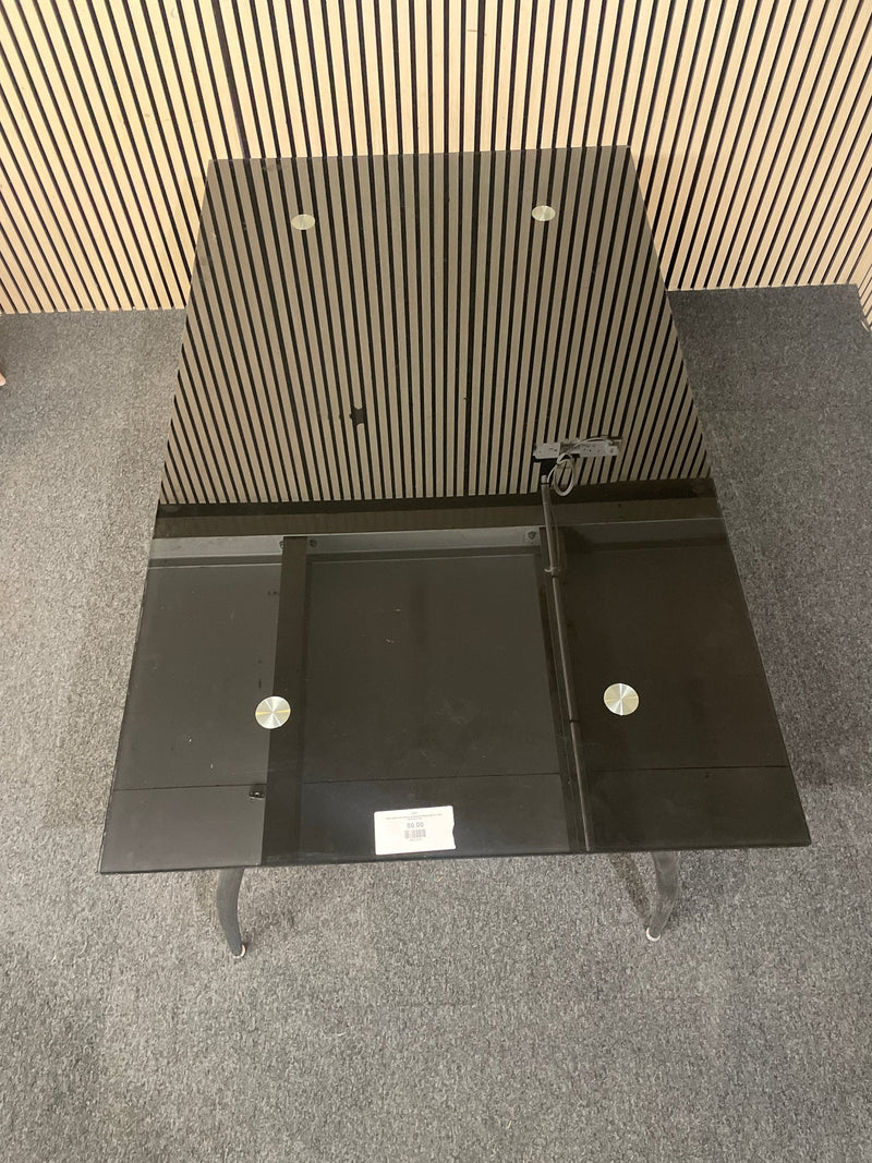 Black glass and chrome rectangular kitchen table (L 150 x W 90 cm) 1126