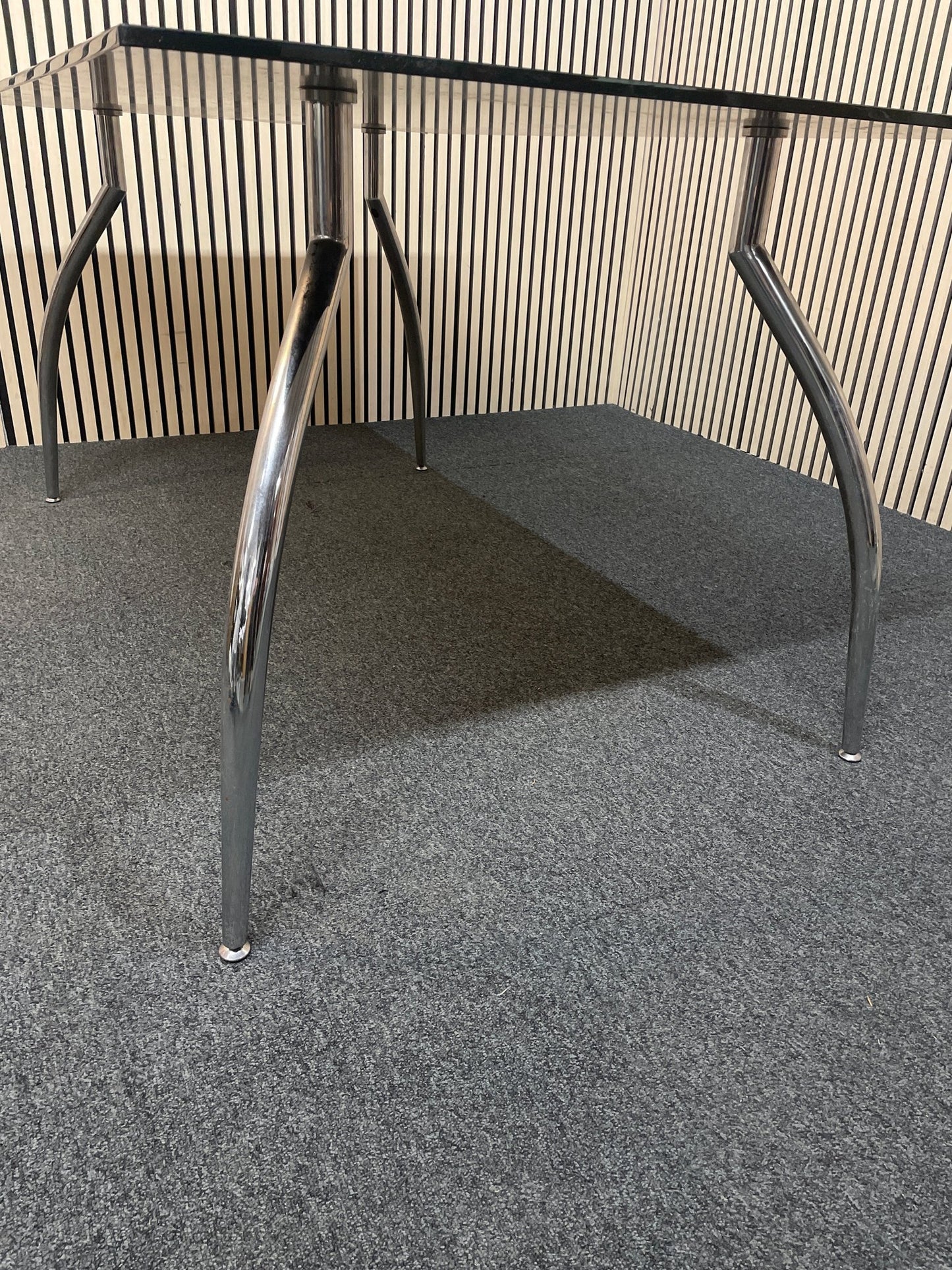 Black glass and chrome rectangular kitchen table (L 150 x W 90 cm) 1126