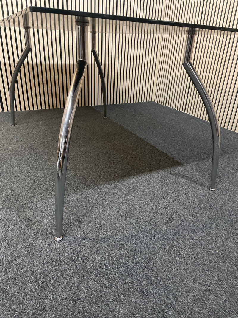 Black glass and chrome rectangular kitchen table (L 150 x W 90 cm) 1126