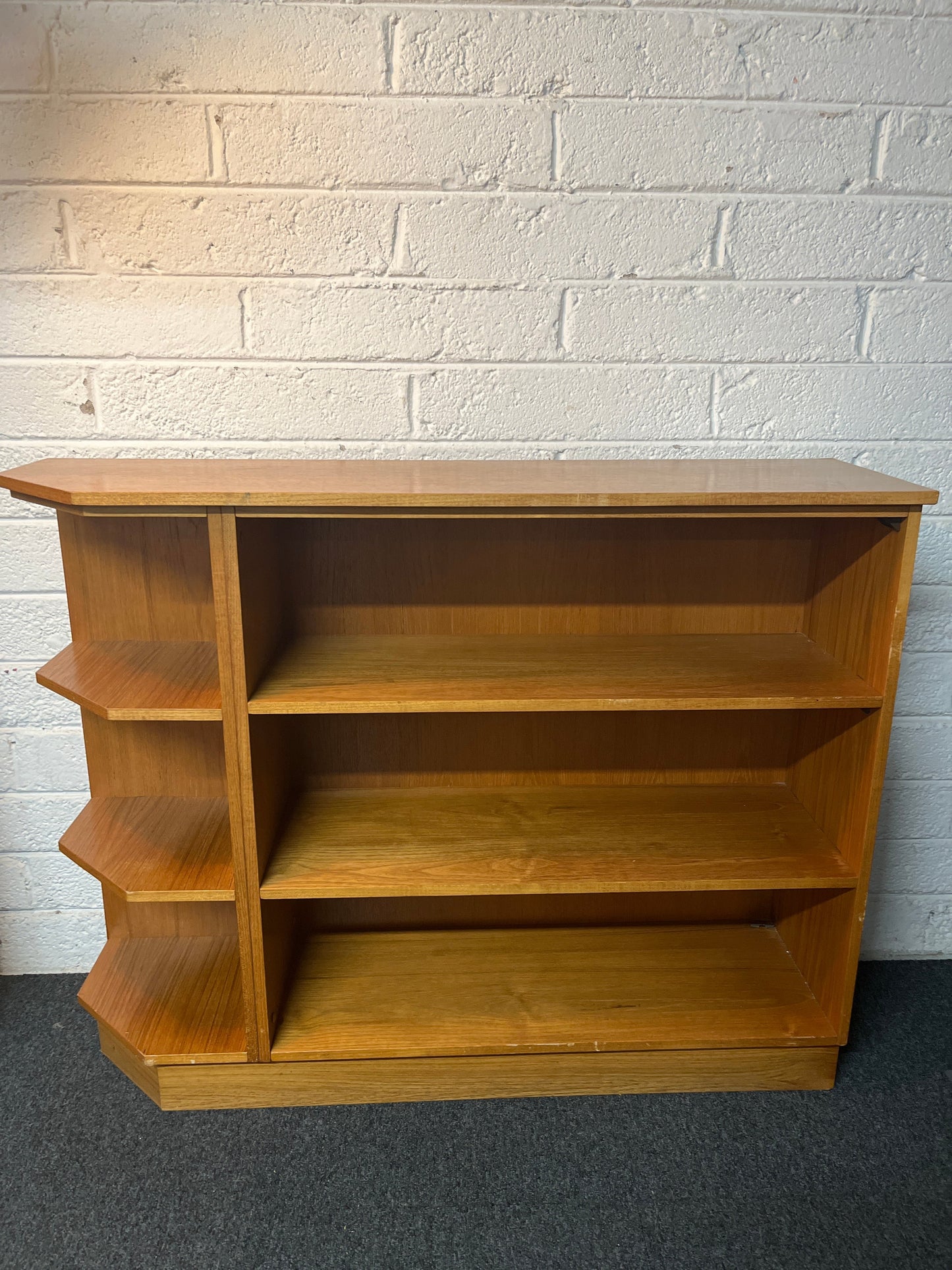 Teak stained long open bookcase 1170Lx920Hx320D 2225