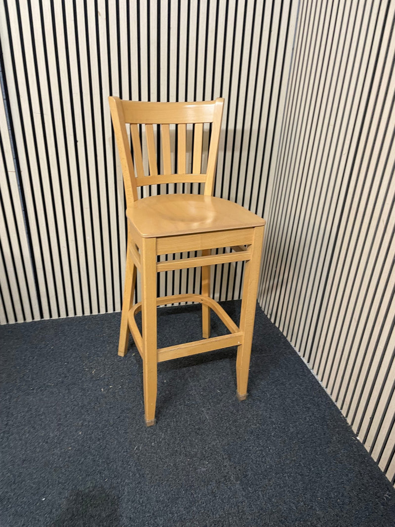 Beech tall wooden stool with high back 1126