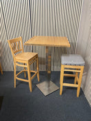 Beech tall wooden stool with high back 1126