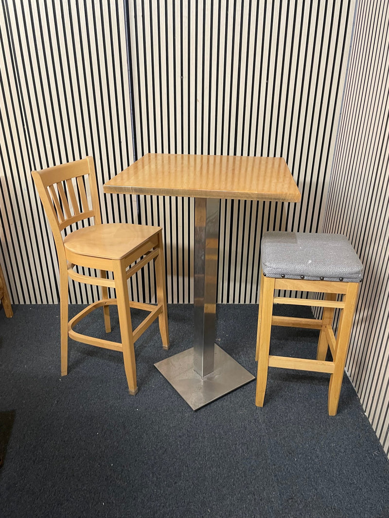 Beech tall wooden stool with high back 1126