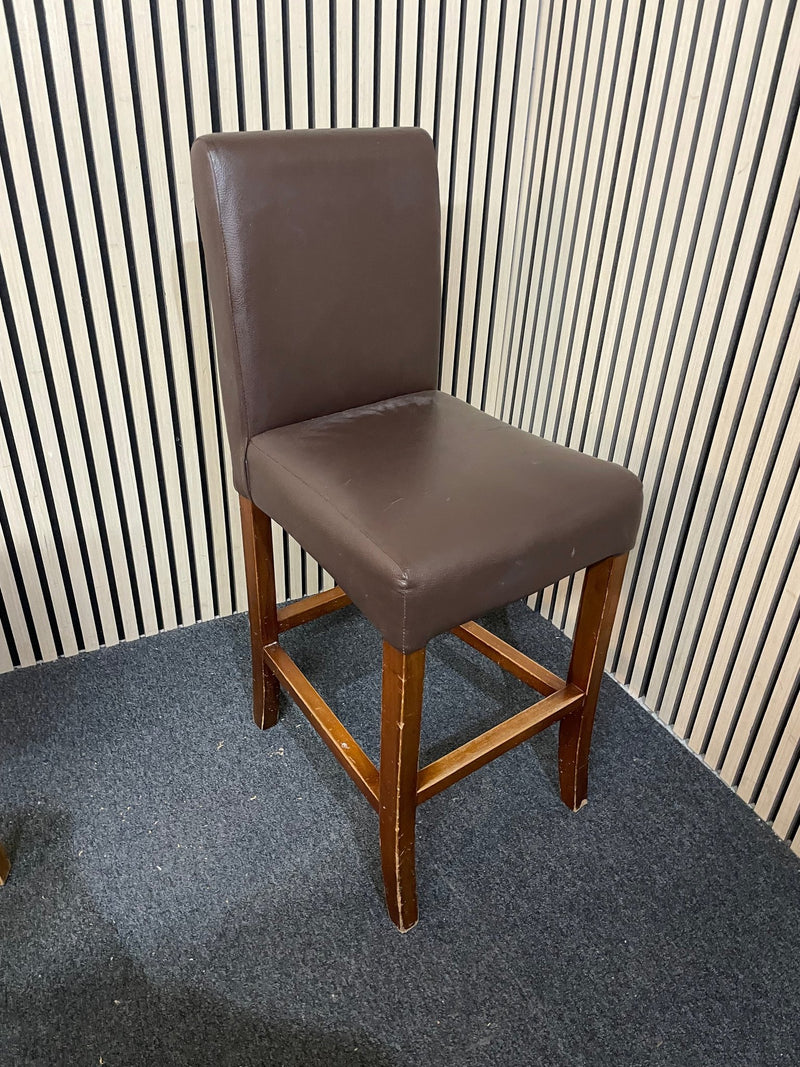 Brown leather medium height stools 1126