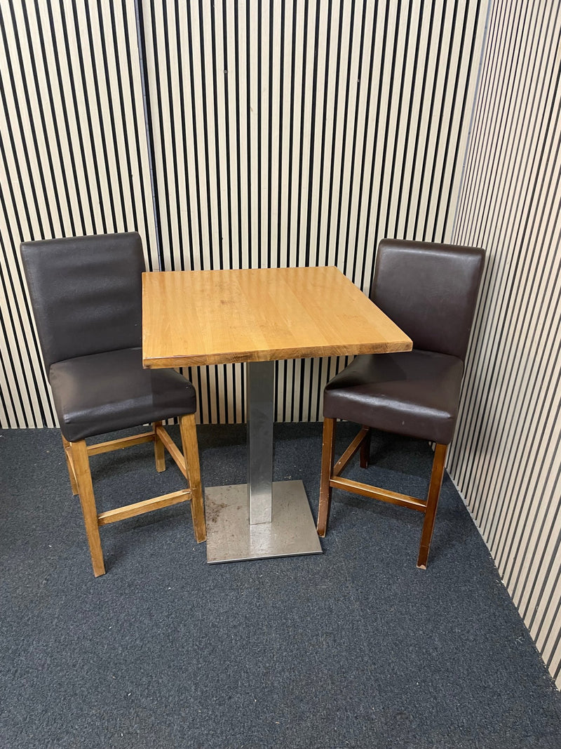 Brown leather medium height stools 1126