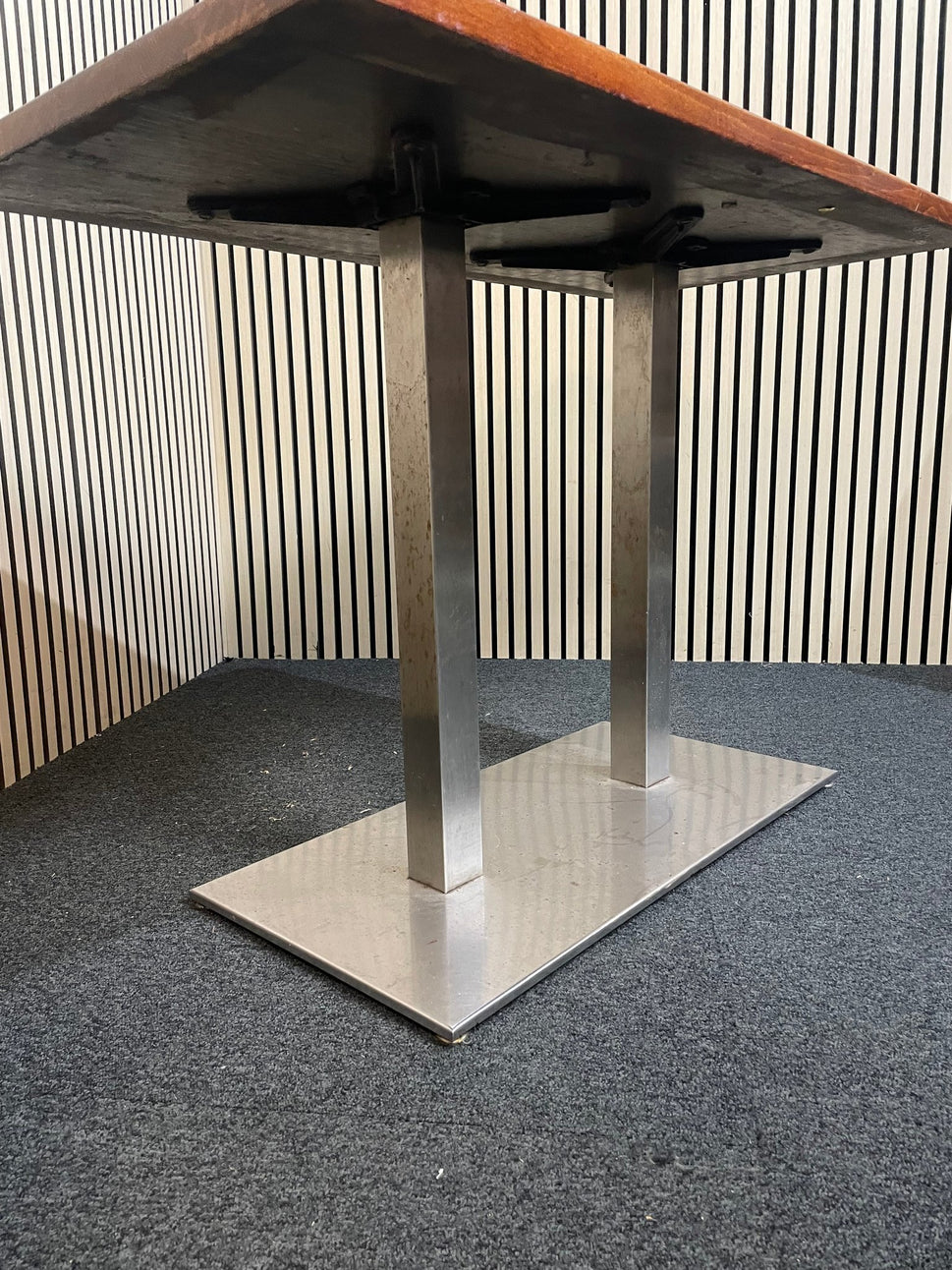 Low double metal base - solid wood top 110 cm x 60 x 75 cm high 1126