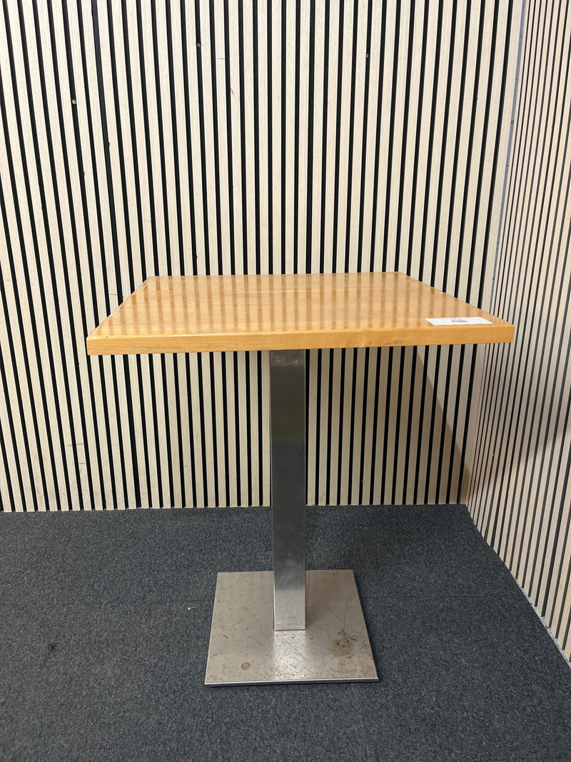 Beech square dining table with metal column base (70 cm each side) 1126
