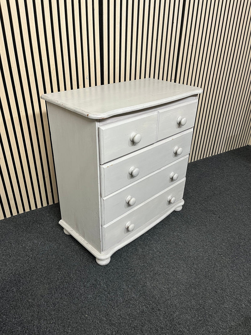 Solid pine grey white wash painted 3+2 chest of drawers  1126