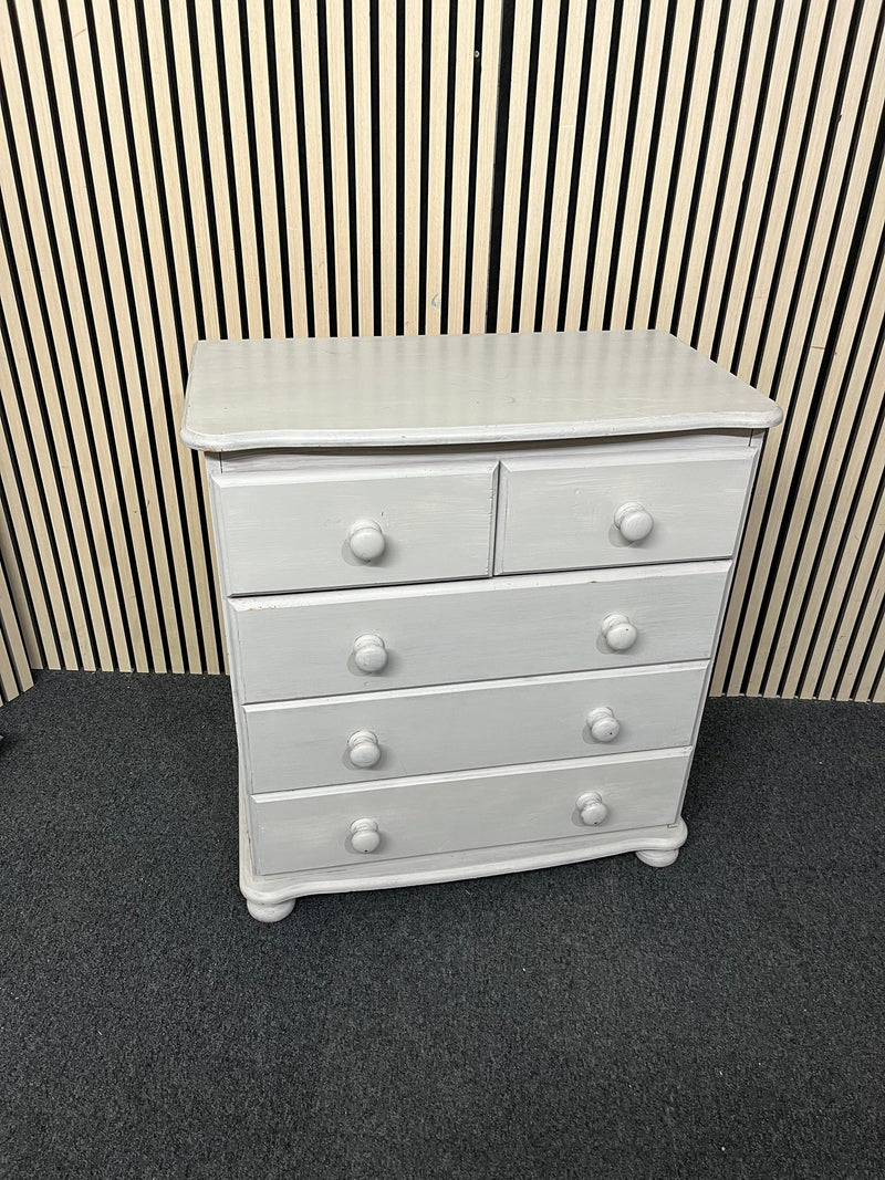 Solid pine grey white wash painted 3+2 chest of drawers  1126