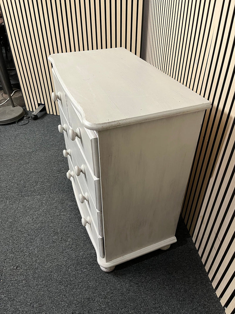 Solid pine grey white wash painted 3+2 chest of drawers  1126