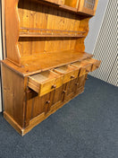 Switch Natural pine two-glass-door top open kitchen dresser with base storage (H 193 x W 151 x D 40 cm) 1126 3 image