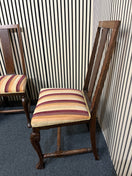 Oak stained high back stripe fabric dining chair. Set of 4 no.  3126