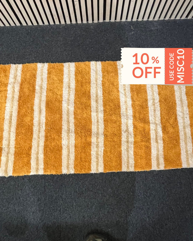 Orange and white fabric rug  (75 x 160 cm) 3126