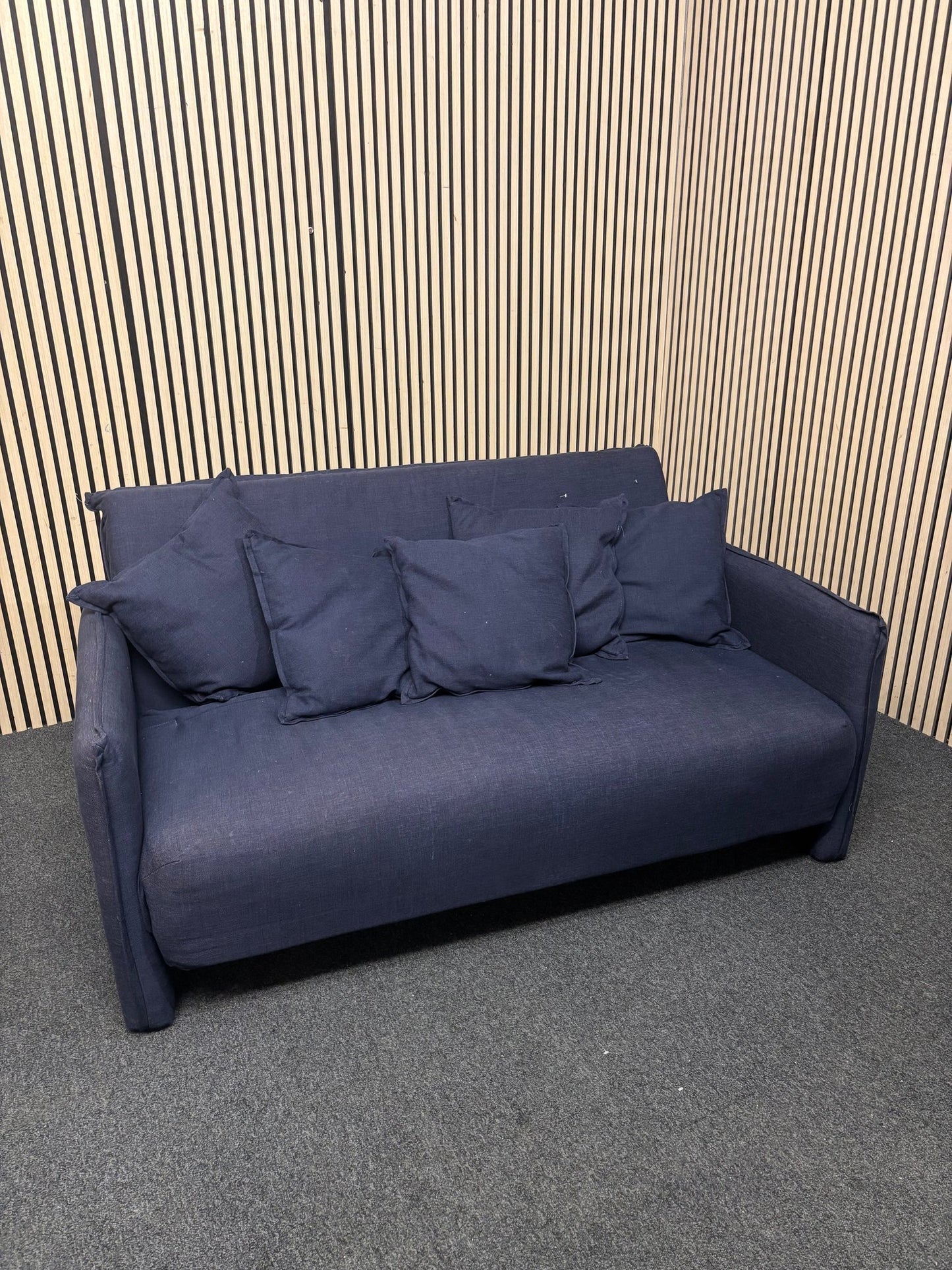 Dark navy fabric futon sofa  3126