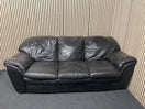 Large three-seater black leather sofa 3126