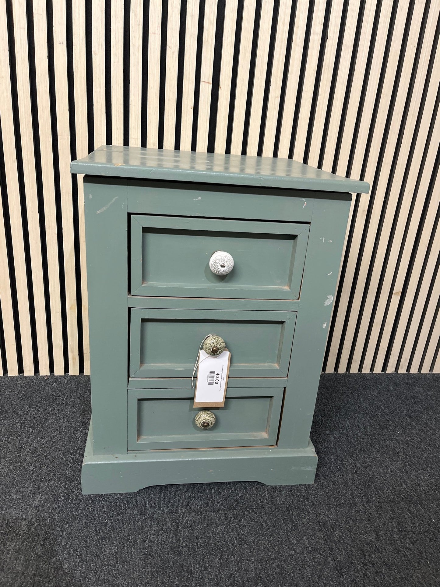 1 drawer grey painted bedside table 3126
