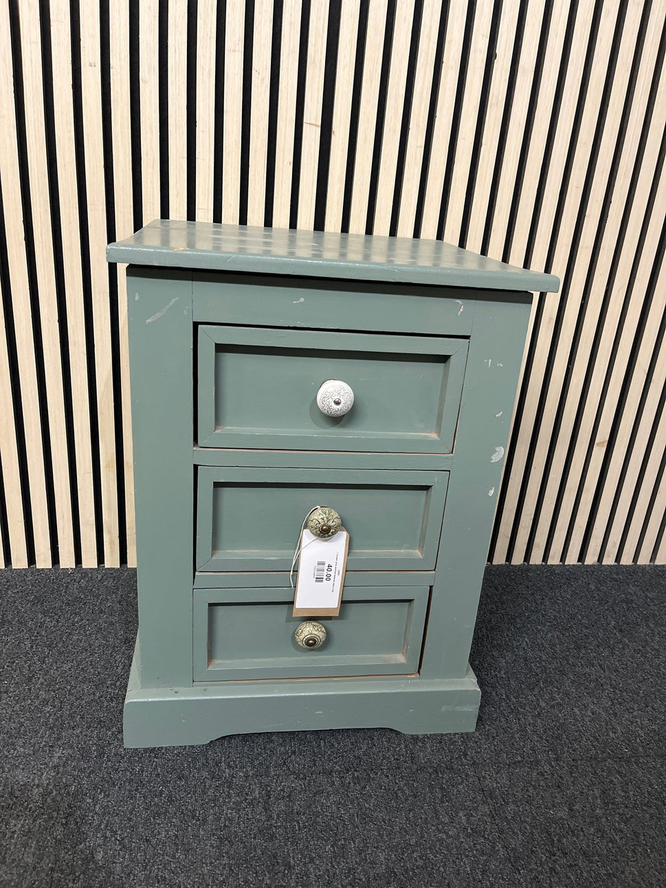 1 drawer grey painted bedside table 3126