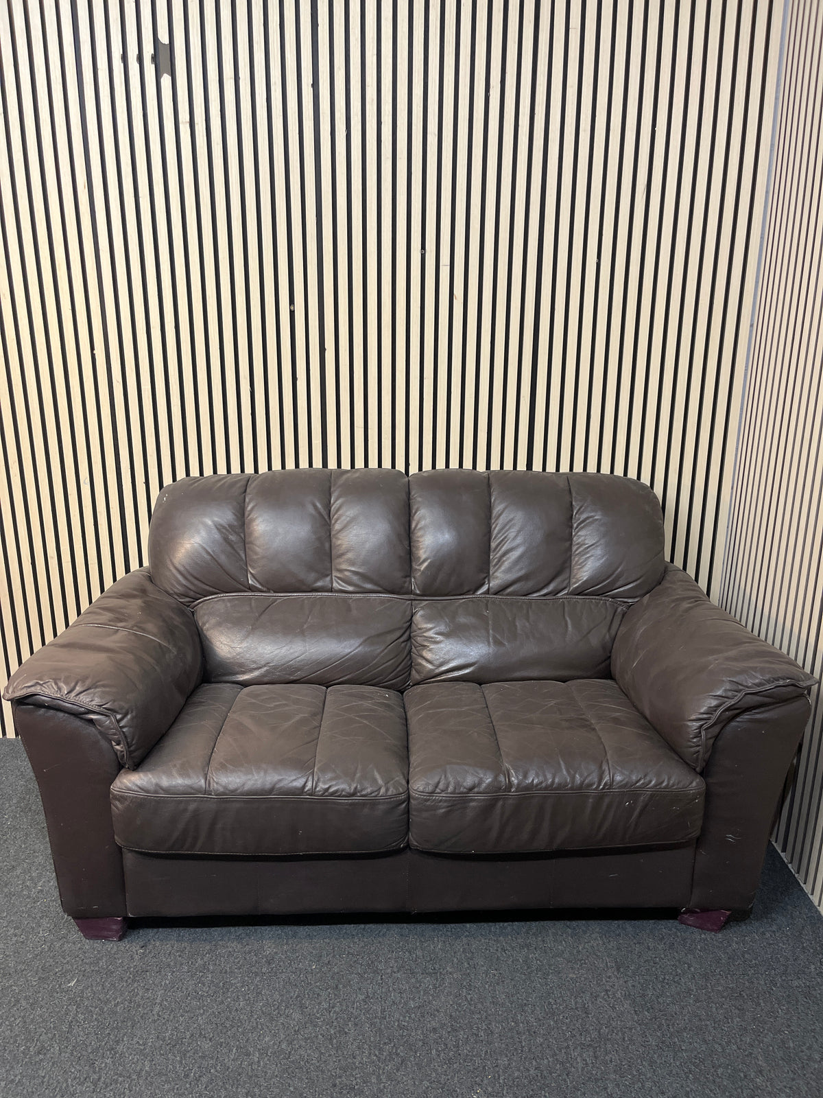 2 seater black leather recliner sofa  44050