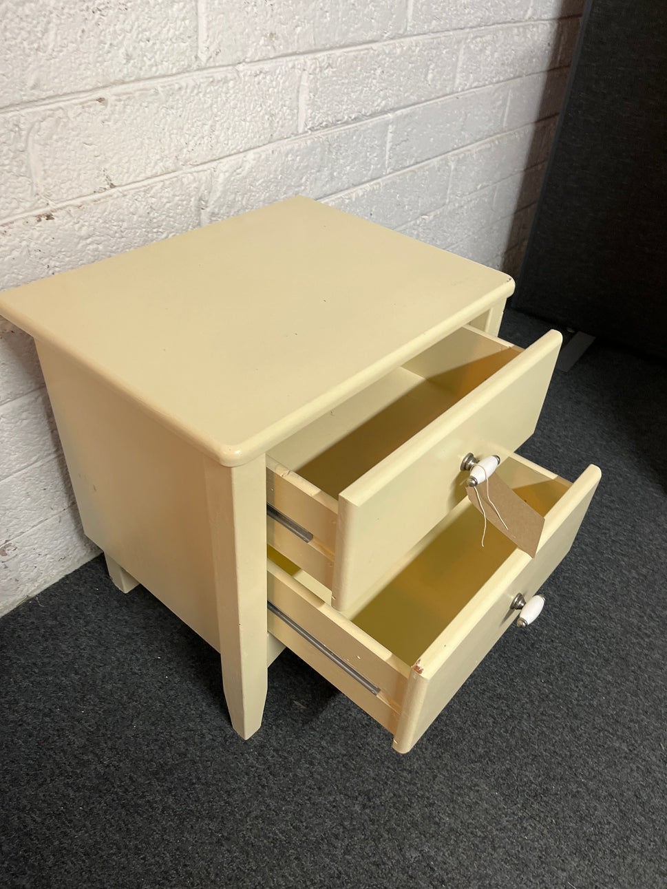 Cream painted solid wood 3 drawer bedside locker 2225