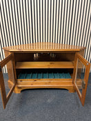 Switch Solid pine low corner tv unit with glass doors and key 3126 3 image